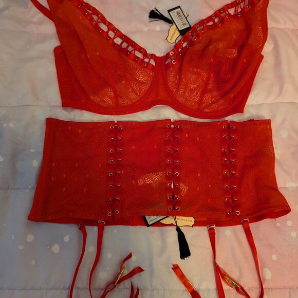 Playful Promises 36H Florence Red High Apex Underwire Bra & Cincher - Picture 5 of 11